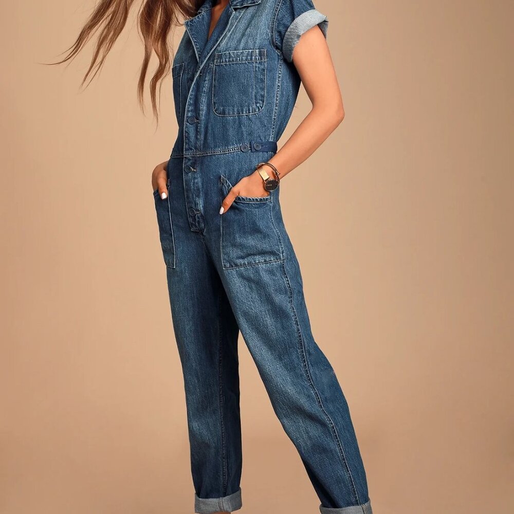 Pistola Grover Jumpsuit - Medium Denim Coverall Utility Boiler Suit SZ Small👖💙 - Picture 7 of 8